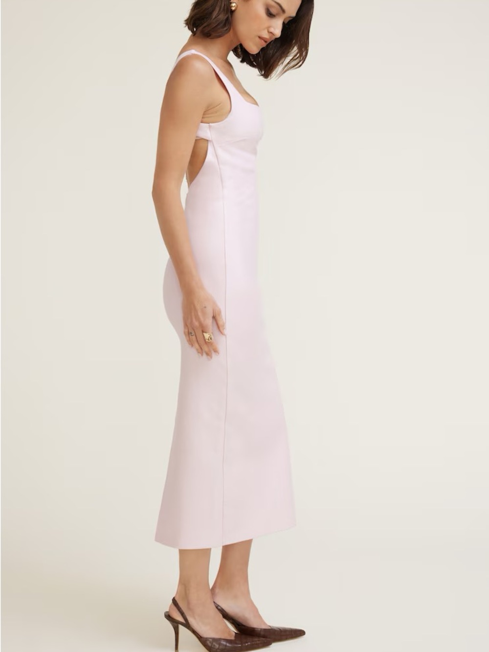 Dynamite Pale Pink Backless Midi Dress - Picture 2 of 5
